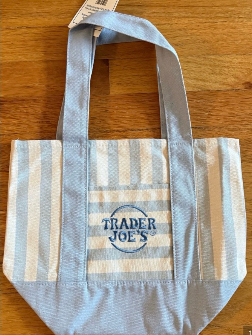 Trader Joe’s nwt Light Blue & White Striped Canvas mini Tote